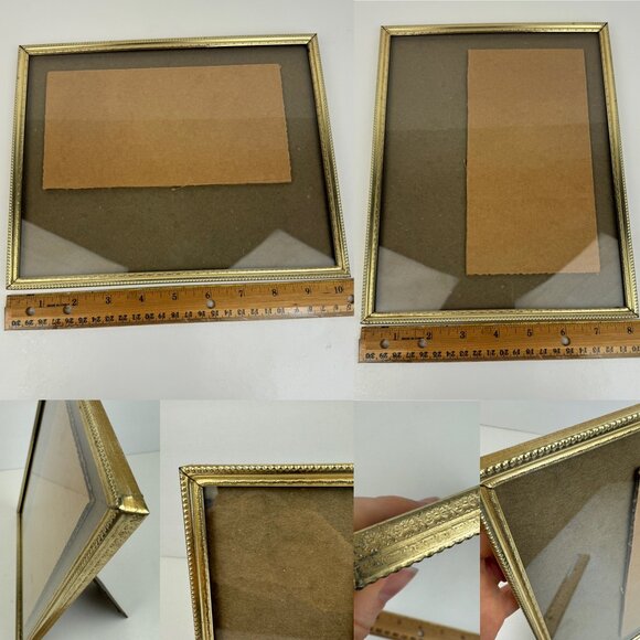 Vtg‎ Lot Tabletop Gold Metal Picture Photo Frames BiFold Hinged Easel Back READ - Picture 4 of 11